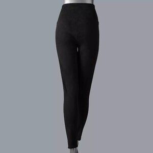 Black High Waisted Faux Suede Leggings